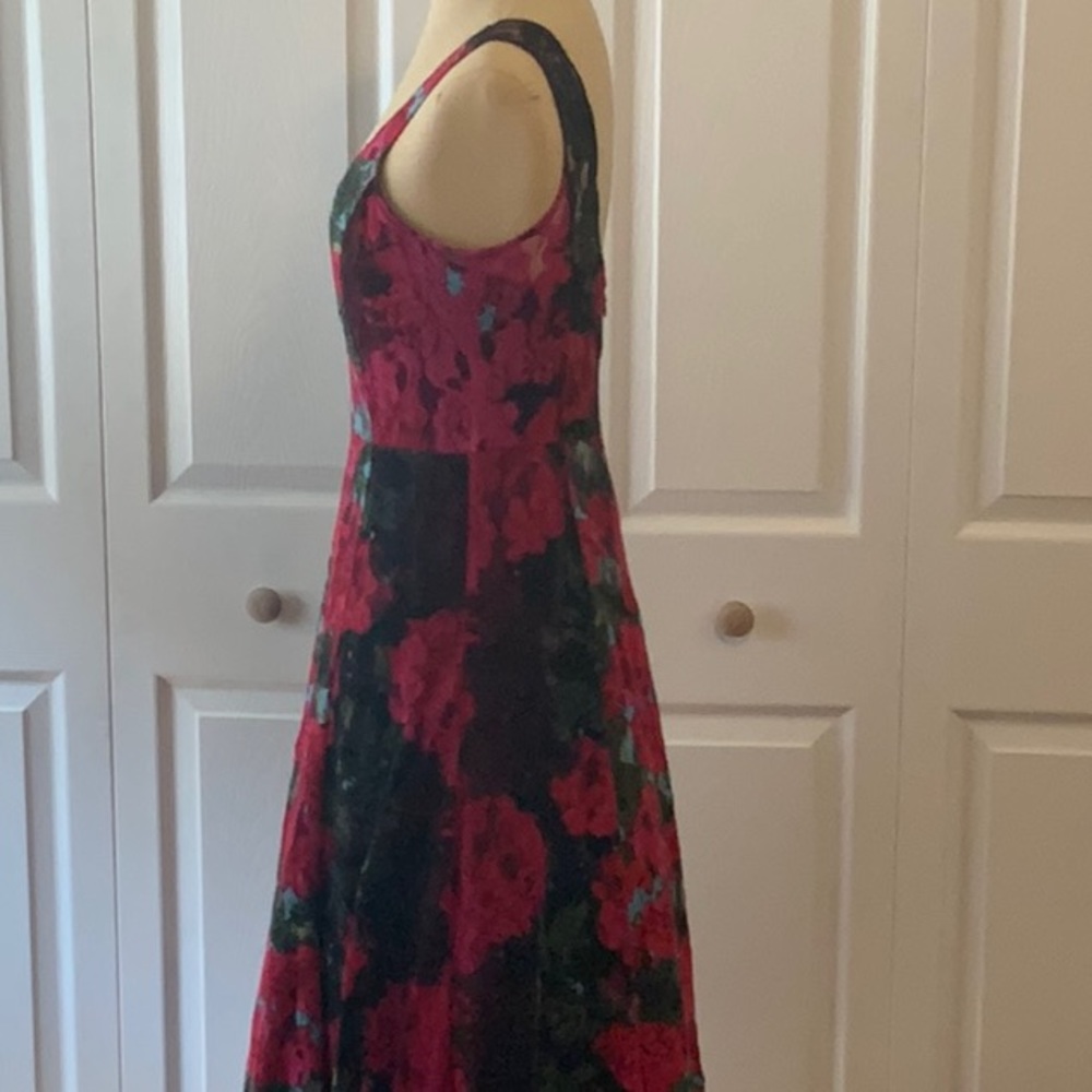 Tracy Reese Red and Black Floral Midi Dress - Picture 10 of 16